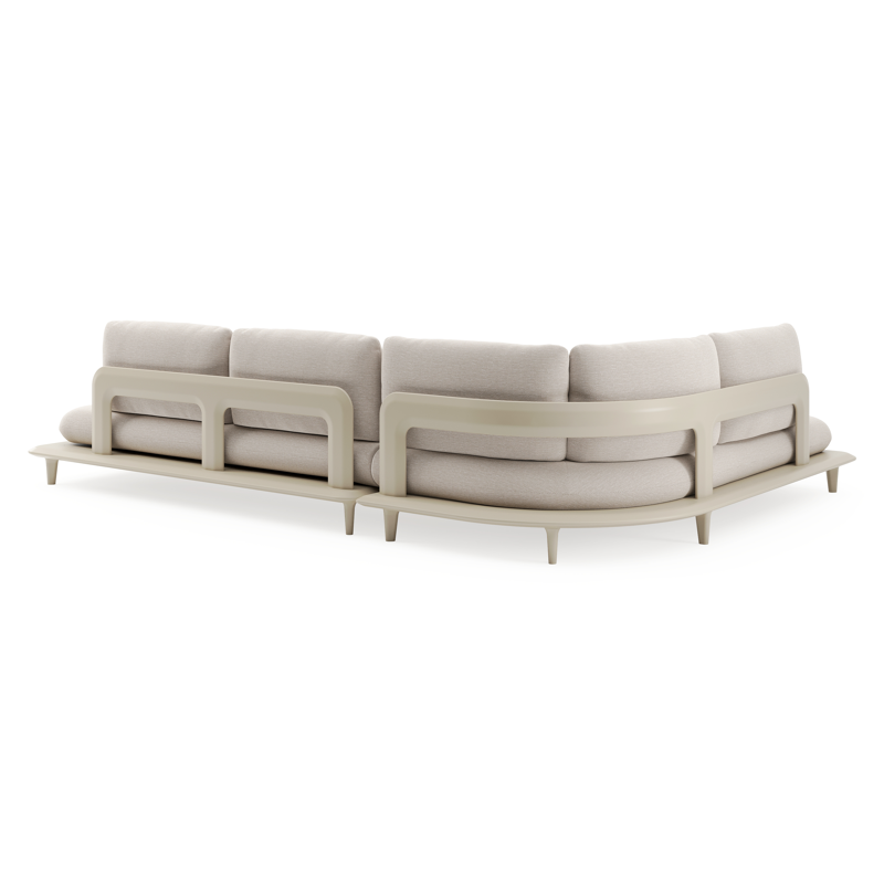 Bomero loungehoek in beige aluminium met slow farafra all weather sunbrella® luxe kussen