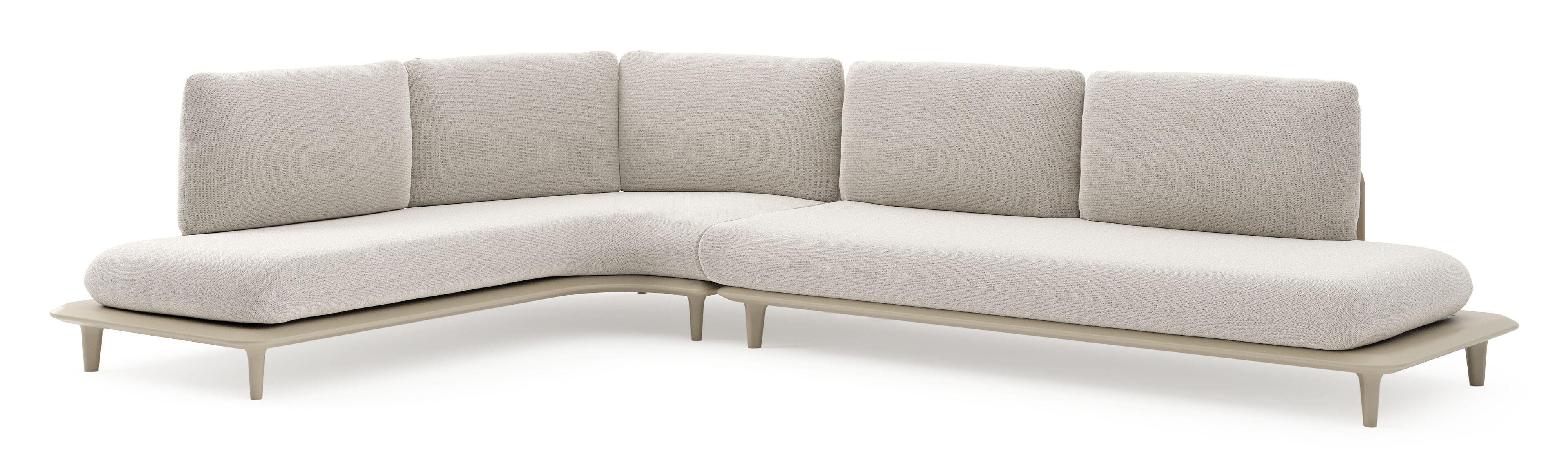 Salon de jardin d'angle Bomero en aluminium beige et coussins en all weather solica firenze natural