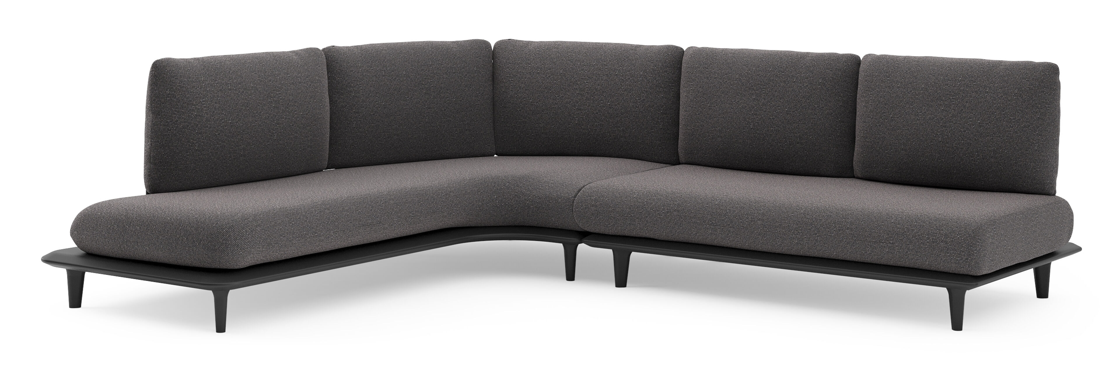 Bomero loungehoek in zwart aluminium met firenze tunder all weather solica kussen