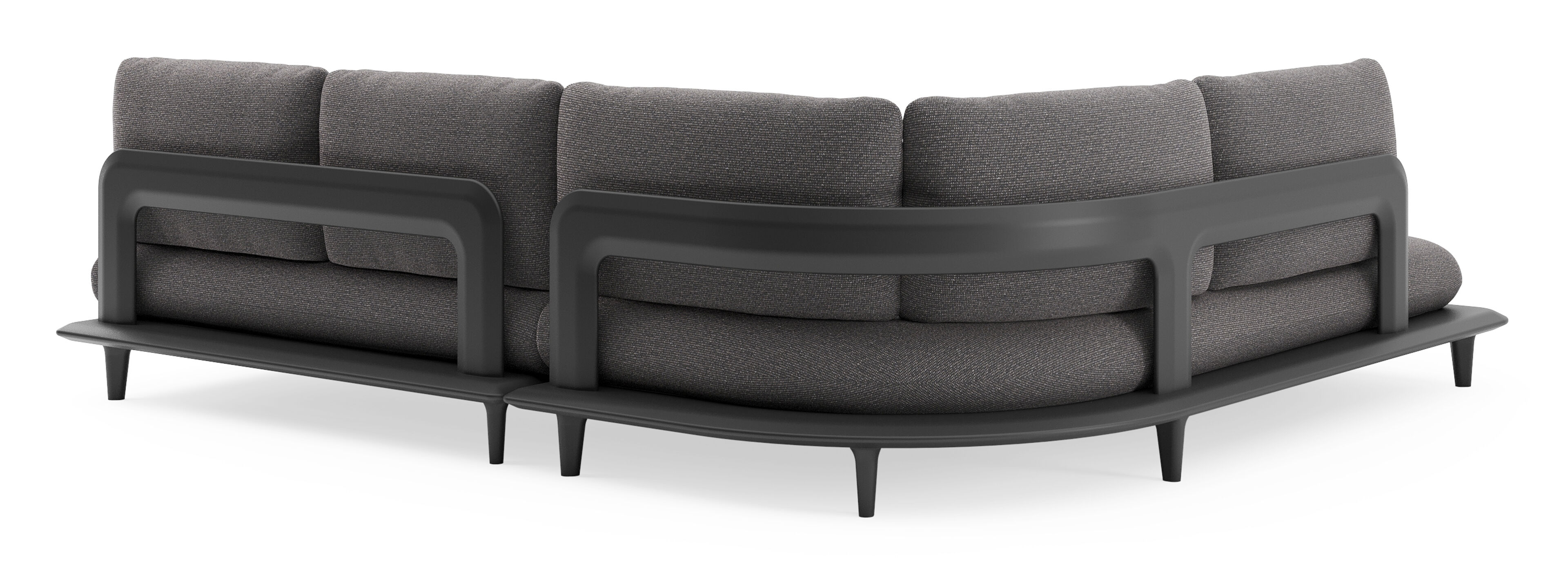 Bomero loungehoek in zwart aluminium met firenze tunder all weather solica kussen