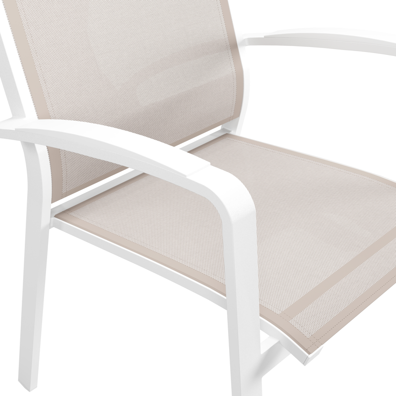 Chaise de jardin empilable Lioni en aluminium blanc et textilène simple beige