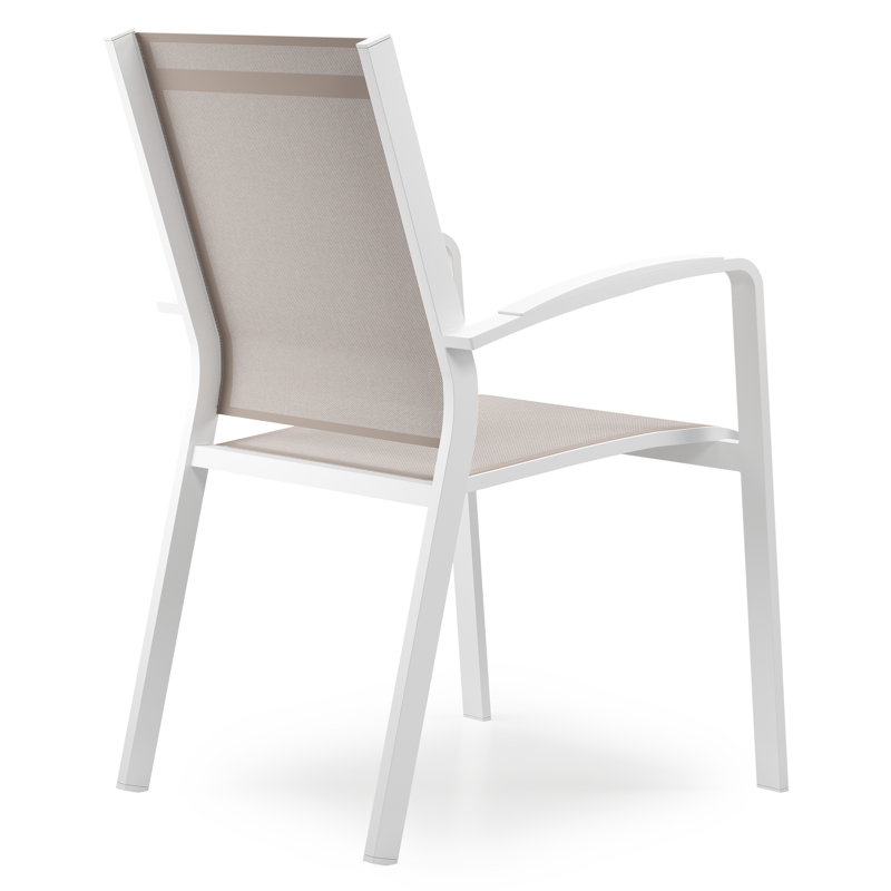 Chaise de jardin empilable Lioni en aluminium blanc et textilène simple beige
