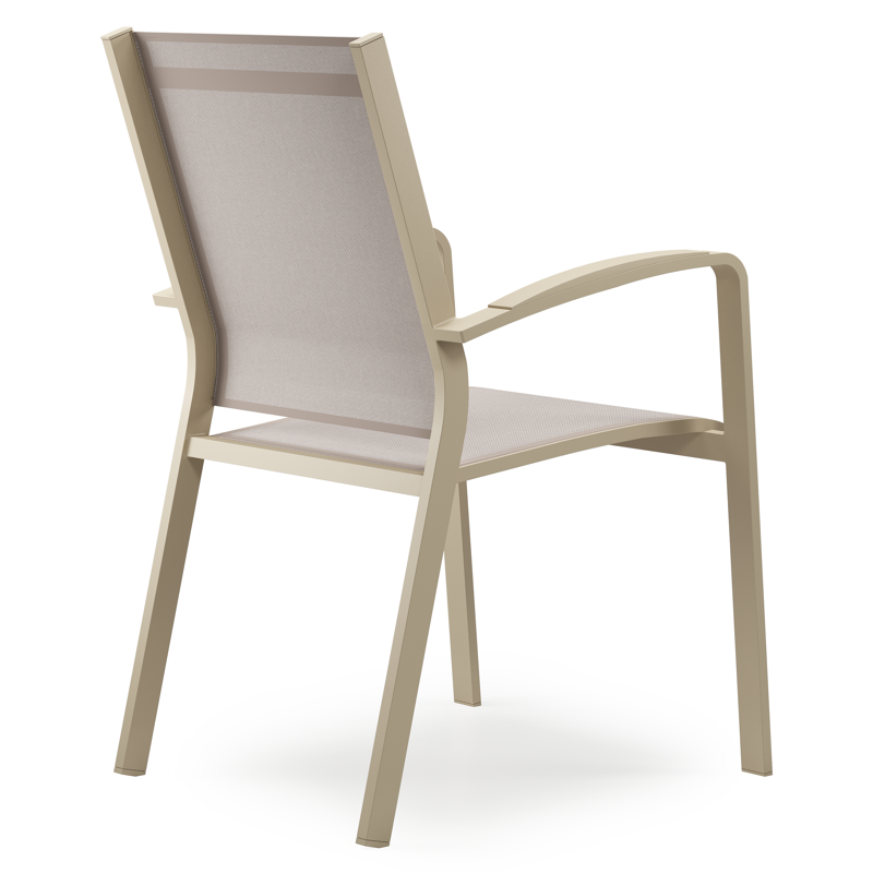Chaise de jardin empilable Lioni en aluminium beige et textilène simple beige 