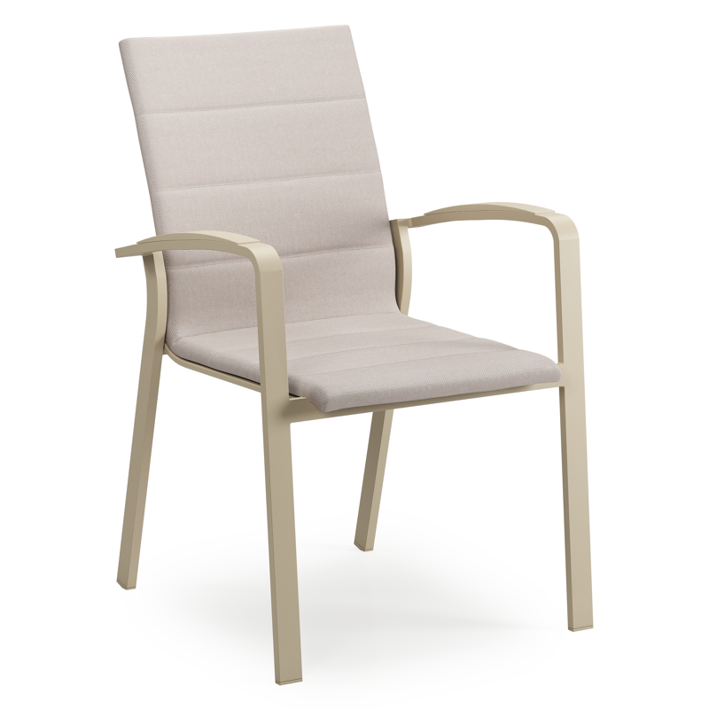 Chaise de jardin empilable Lioni en aluminium beige et textilène double beige