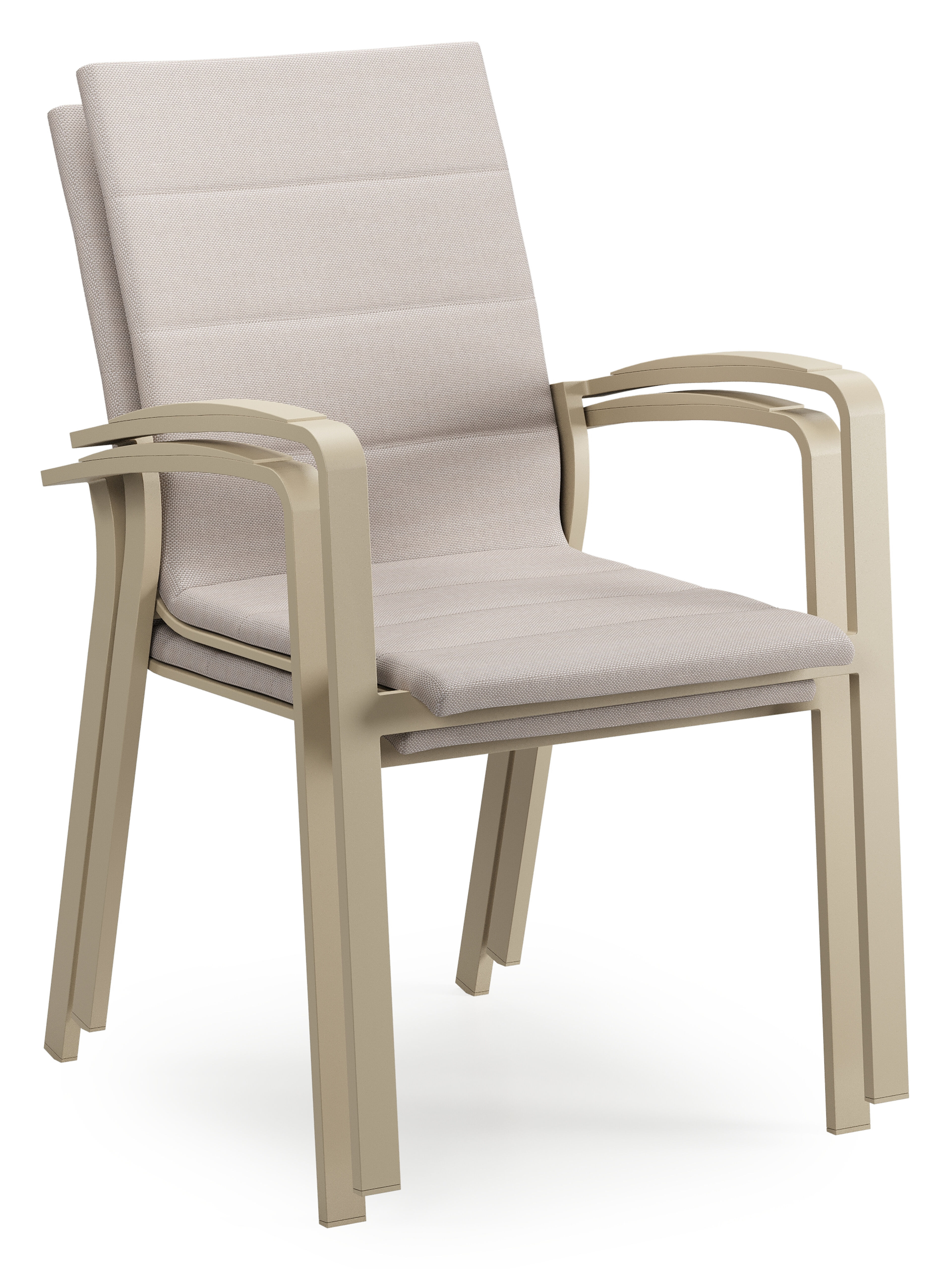 Chaise de jardin empilable Lioni en aluminium beige et textilène double beige 