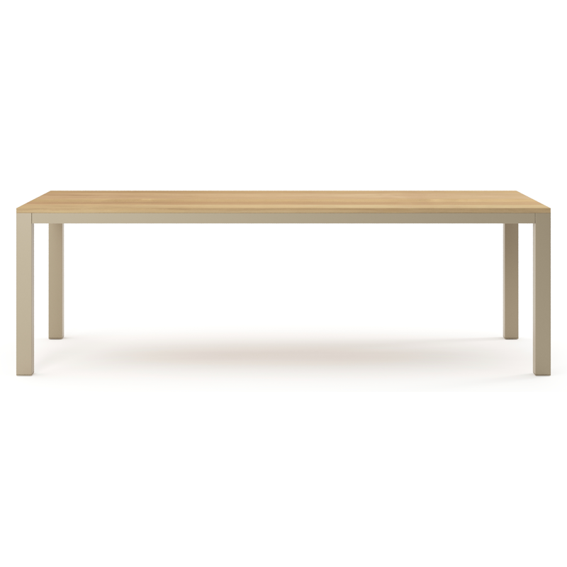 Table de jardin Como rectangulaire en aluminium beige et teck - Lg. 240 x Lrg. 100 x Haut. 75 cm