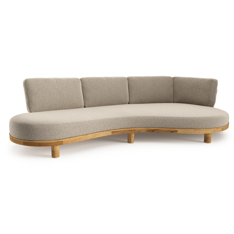Donato loungebank in teak met chartres pewter all weather sunbrella® luxe kussen
