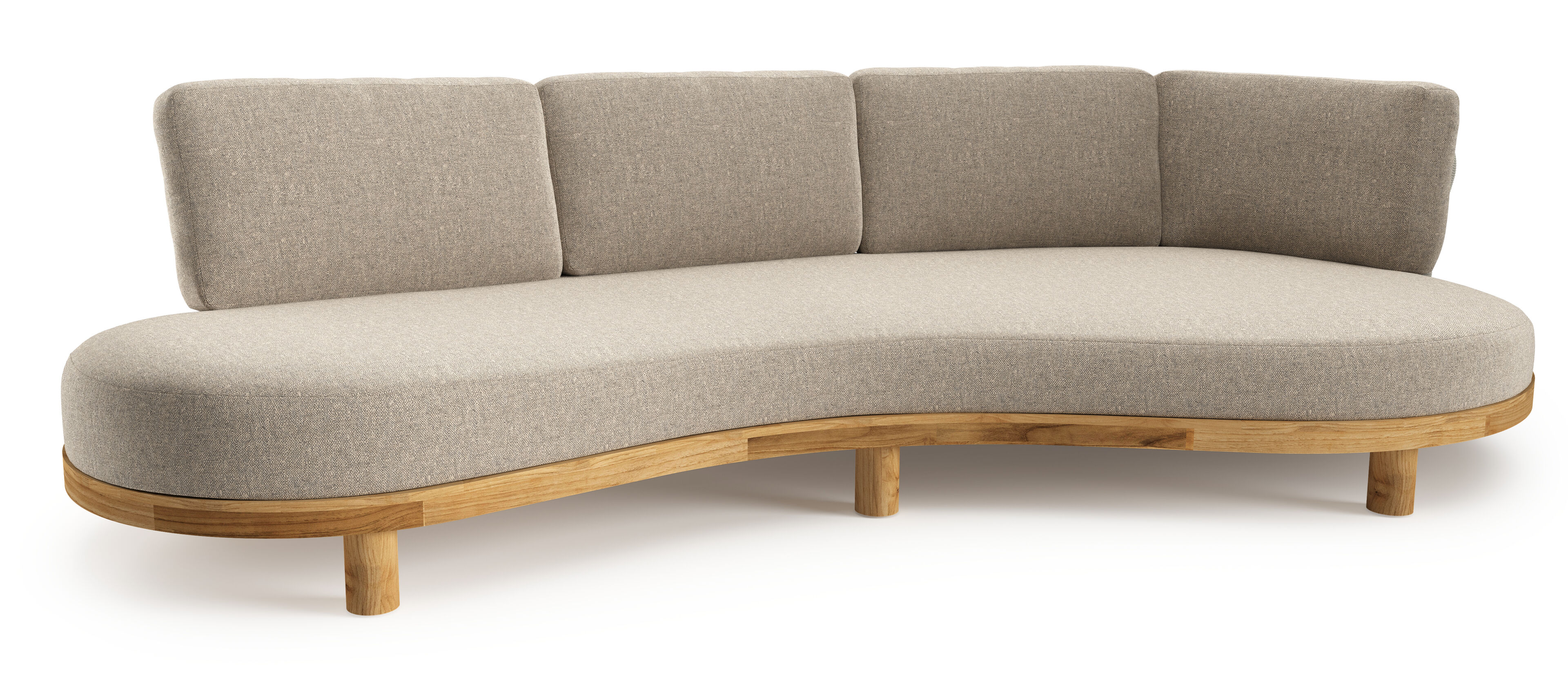 Donato loungebank in teak met chartres pewter all weather sunbrella® luxe kussen