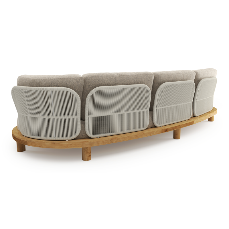 Donato loungebank in teak met chartres pewter all weather sunbrella® luxe kussen