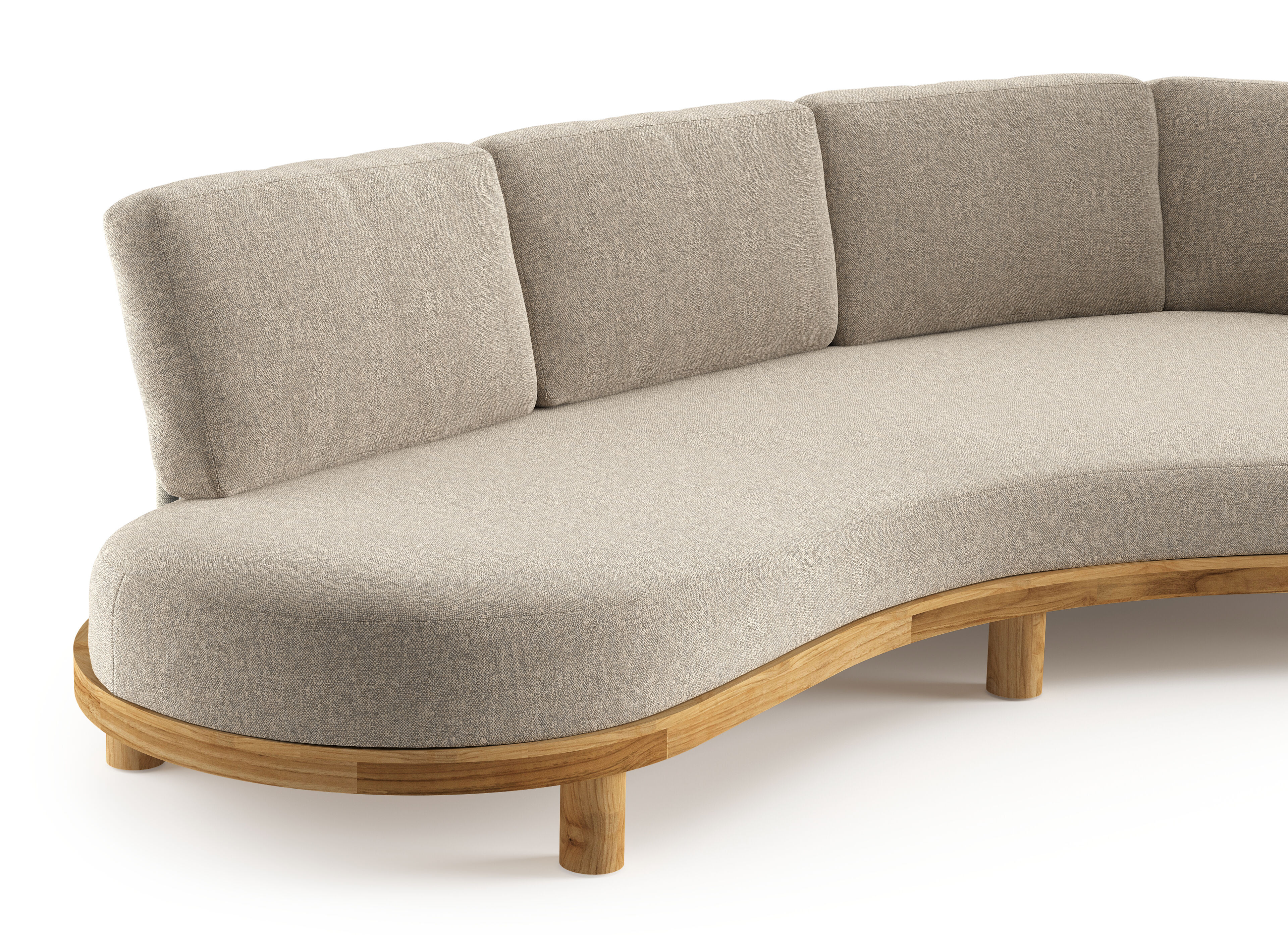 Donato loungebank in teak met chartres pewter all weather sunbrella® luxe kussen