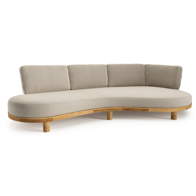 Donato loungebank in teak met catania sand all weather cosytica kussen