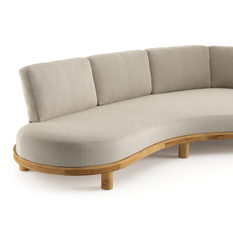 Donato loungebank in teak met catania sand all weather cosytica kussen