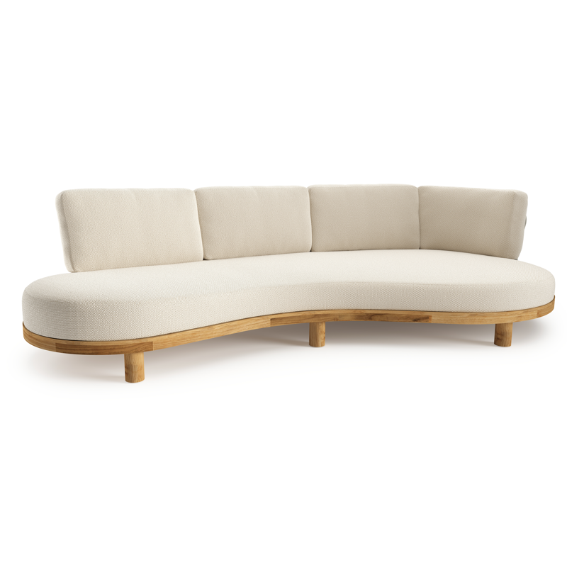 Donato loungebank in teak met althea off white all weather cosytica kussen