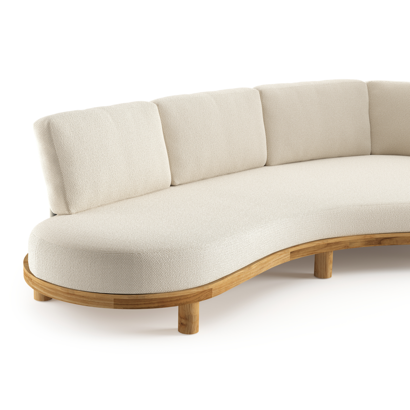 Donato loungebank in teak met althea off white all weather cosytica kussen