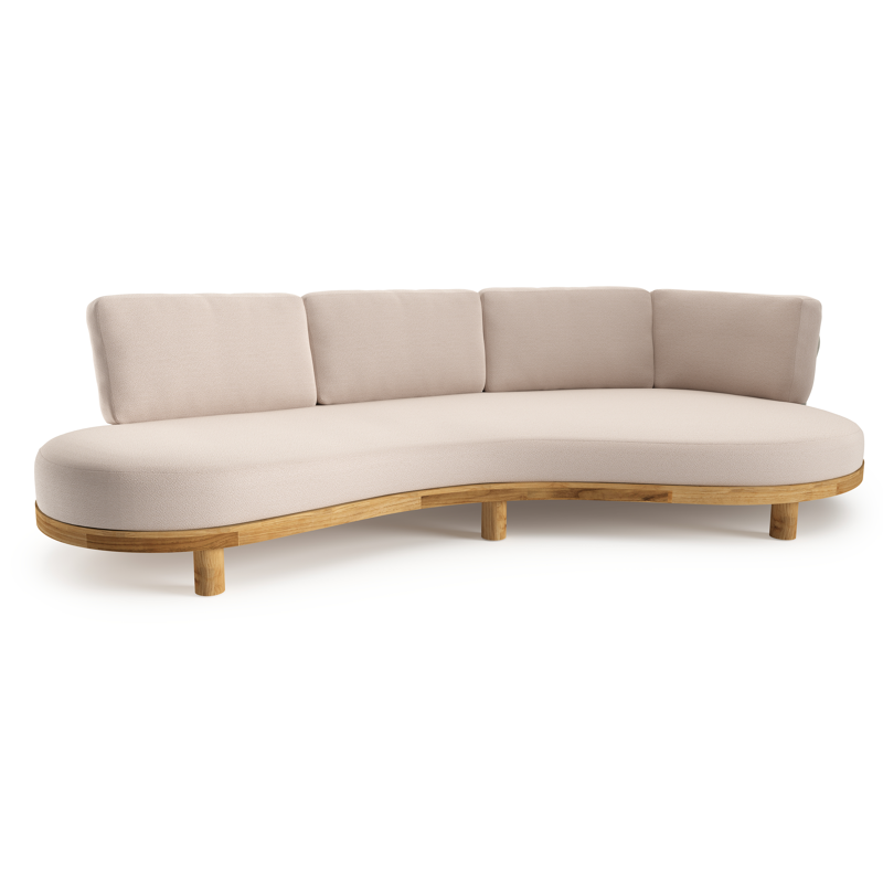 Donato loungebank in teak met wander pilat all weather sunbrella® luxe kussen