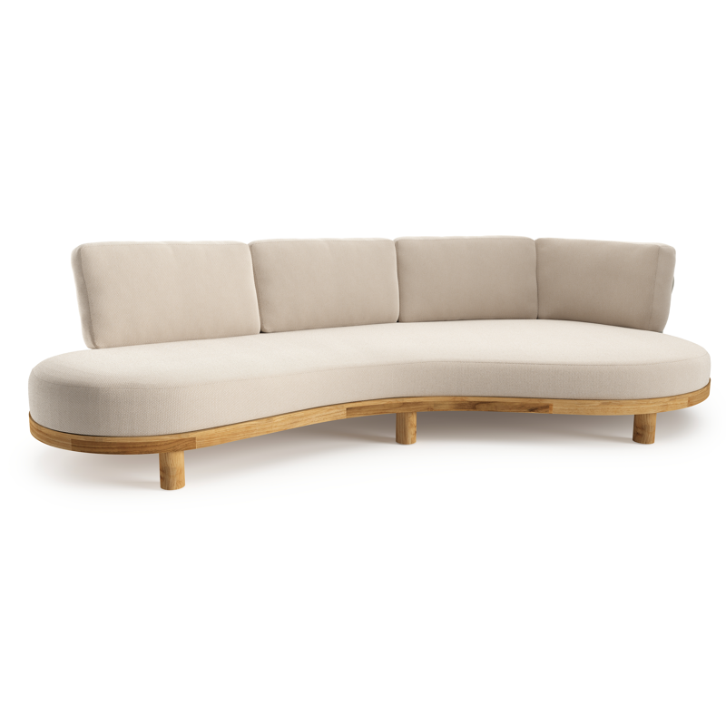 Donato loungebank in teak met lopi antique all weather sunbrella® luxe kussen
