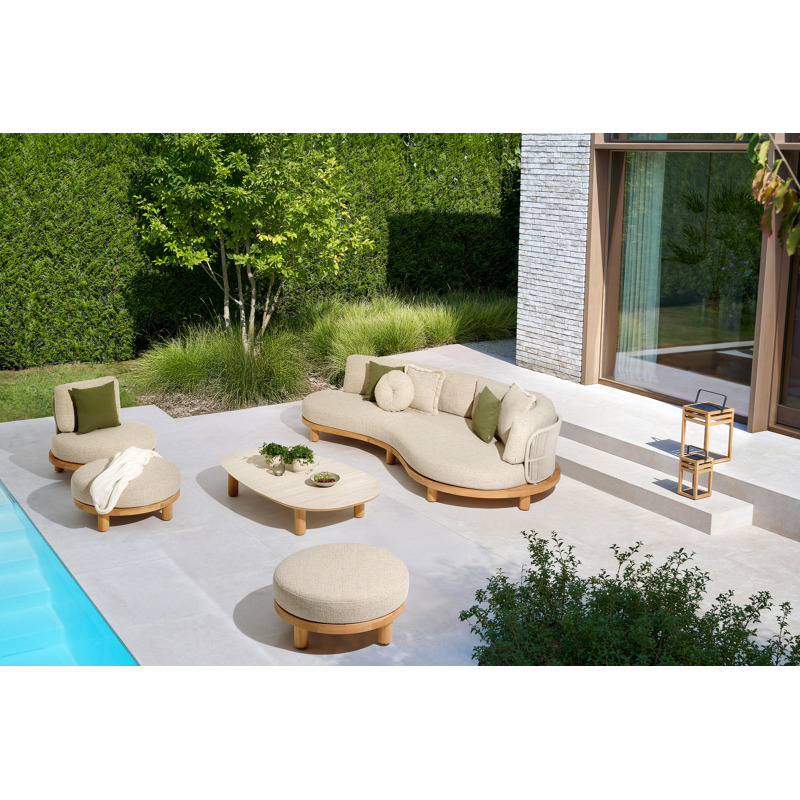 Donato loungebank in teak met lopi marble all weather sunbrella® luxe kussen