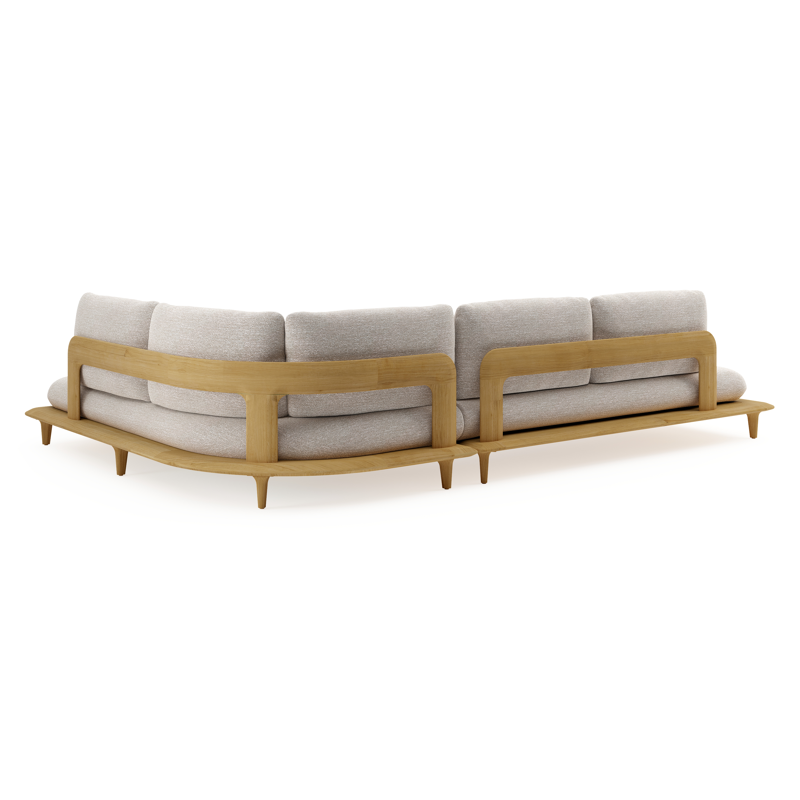 Bomero loungehoek in teak met tundra sand all weather sunbrella® luxe kussen