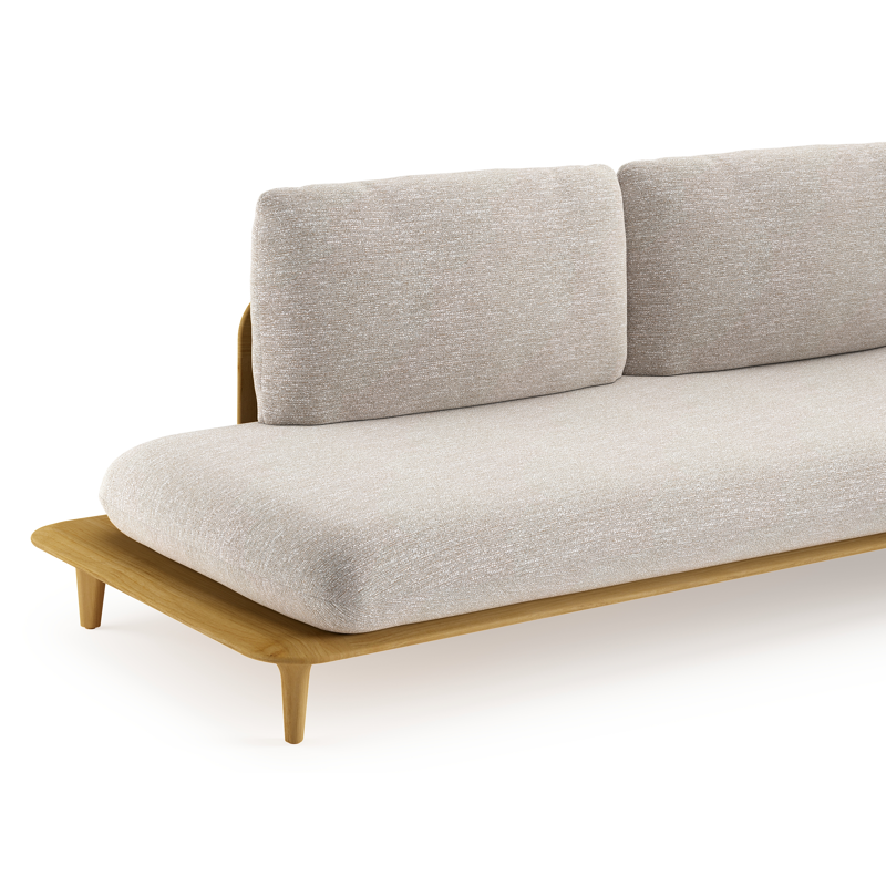 Bomero loungehoek in teak met tundra sand all weather sunbrella® luxe kussen