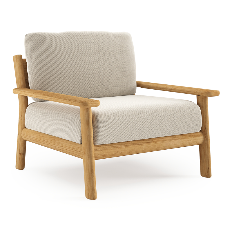Amaro loungestoel in teak met lopi marble all weather sunbrella® luxe kussen