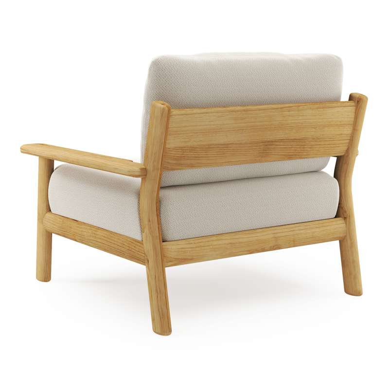 Amaro loungestoel in teak met lopi marble all weather sunbrella® luxe kussen