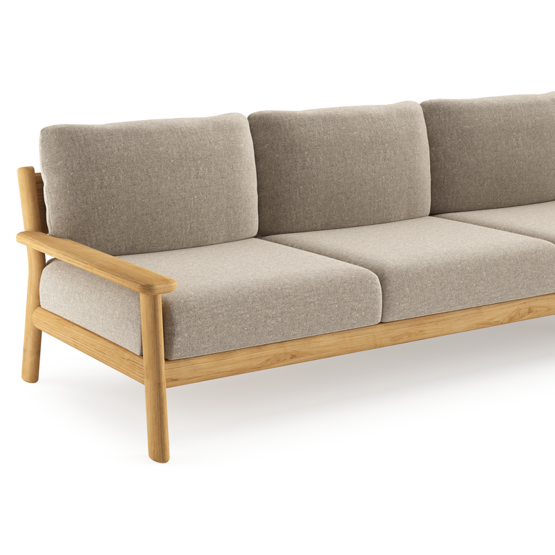Amaro loungeset in teak met chartres pewter all weather sunbrella® luxe kussen