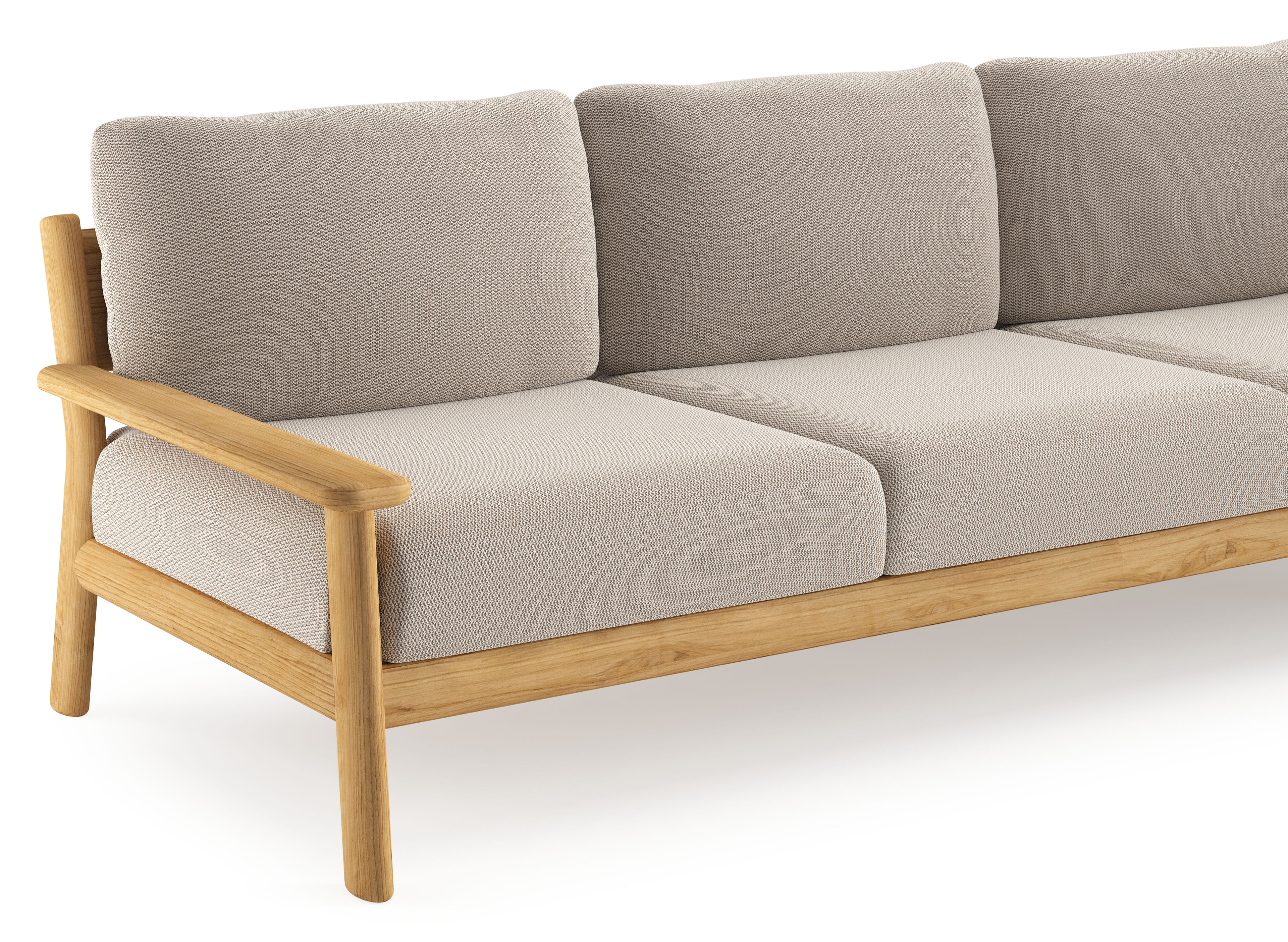 Amaro loungeset in teak met lopi fossil all weather sunbrella® luxe kussen