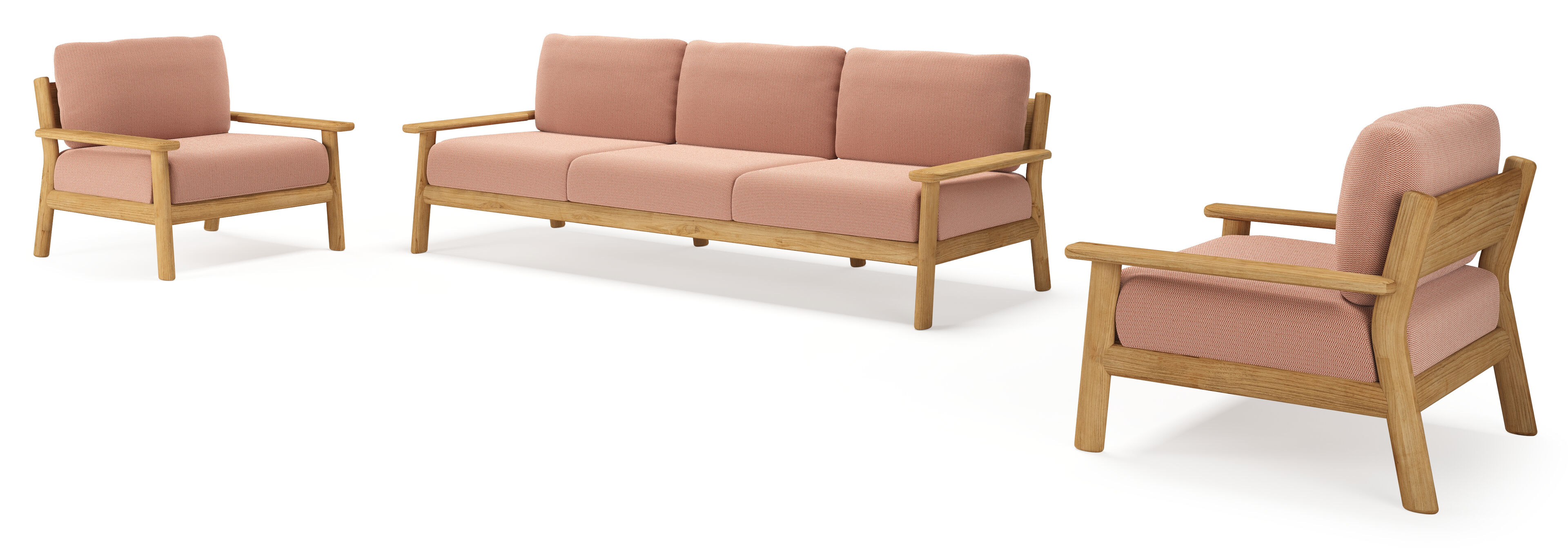 Amaro loungeset in teak met lopi fawn all weather sunbrella® luxe kussen