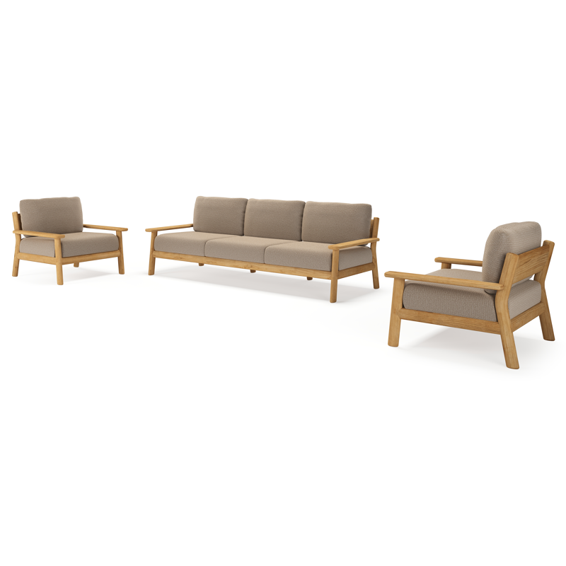 Amaro loungeset in teak met firenze earth all weather solica kussen