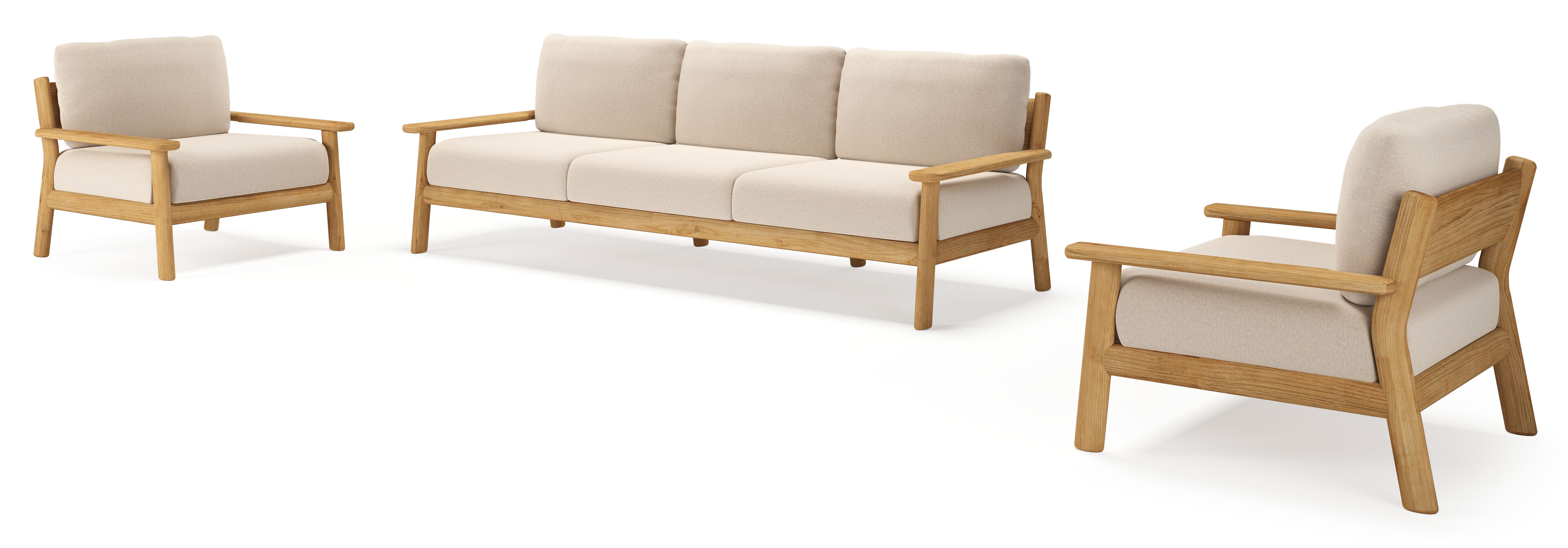 Amaro loungeset in teak met heritage ash all weather sunbrella® luxe kussen