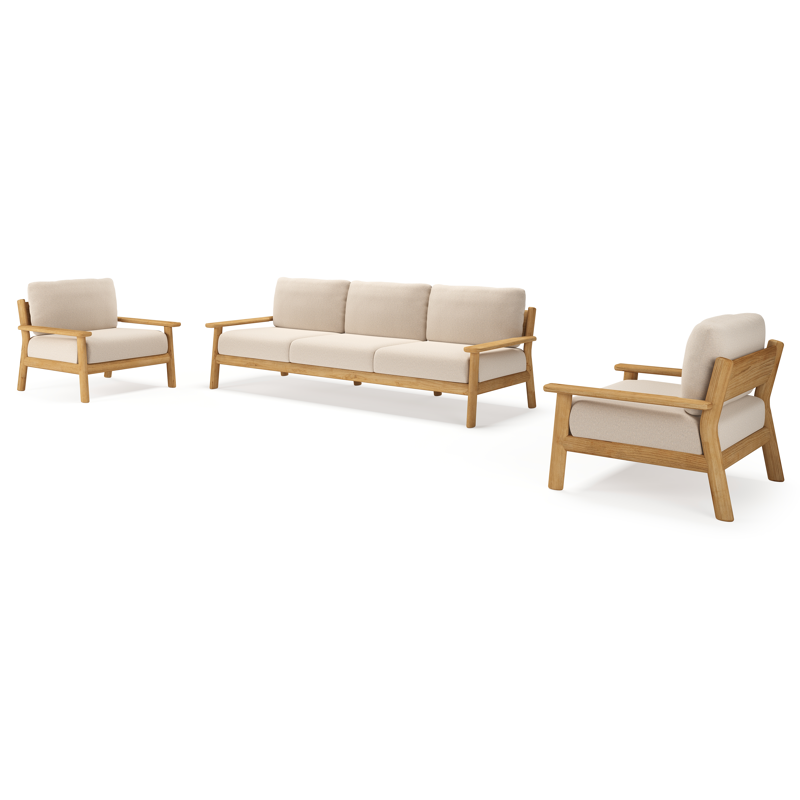 Amaro loungeset in teak met heritage ash all weather sunbrella® luxe kussen