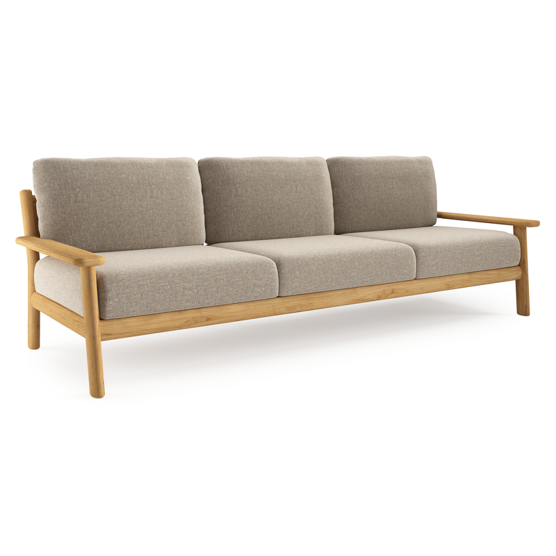 Amaro loungebank in teak met chartres pewter all weather sunbrella® luxe kussen