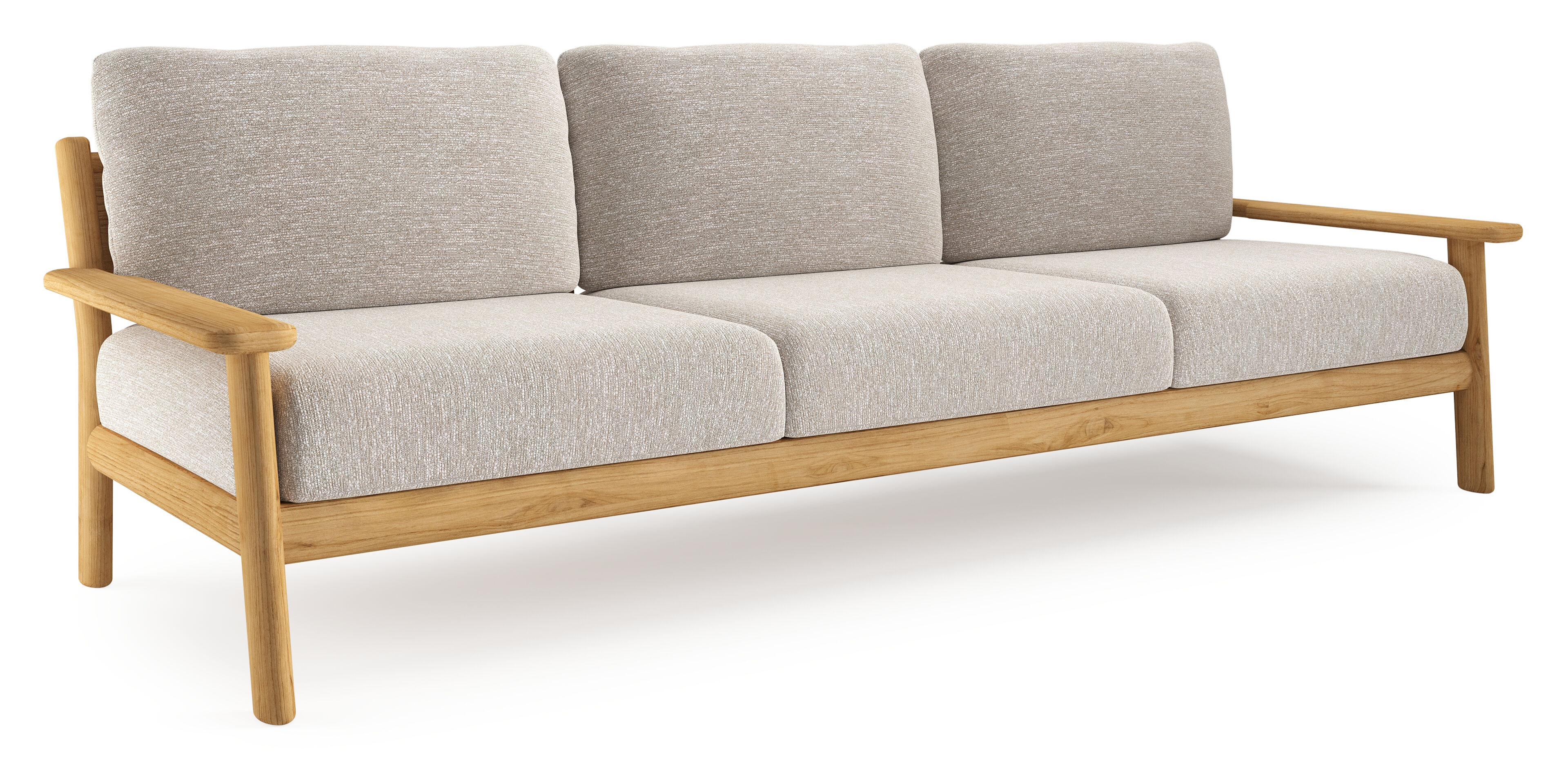 Amaro loungebank in teak met tundra sand all weather sunbrella® luxe kussen