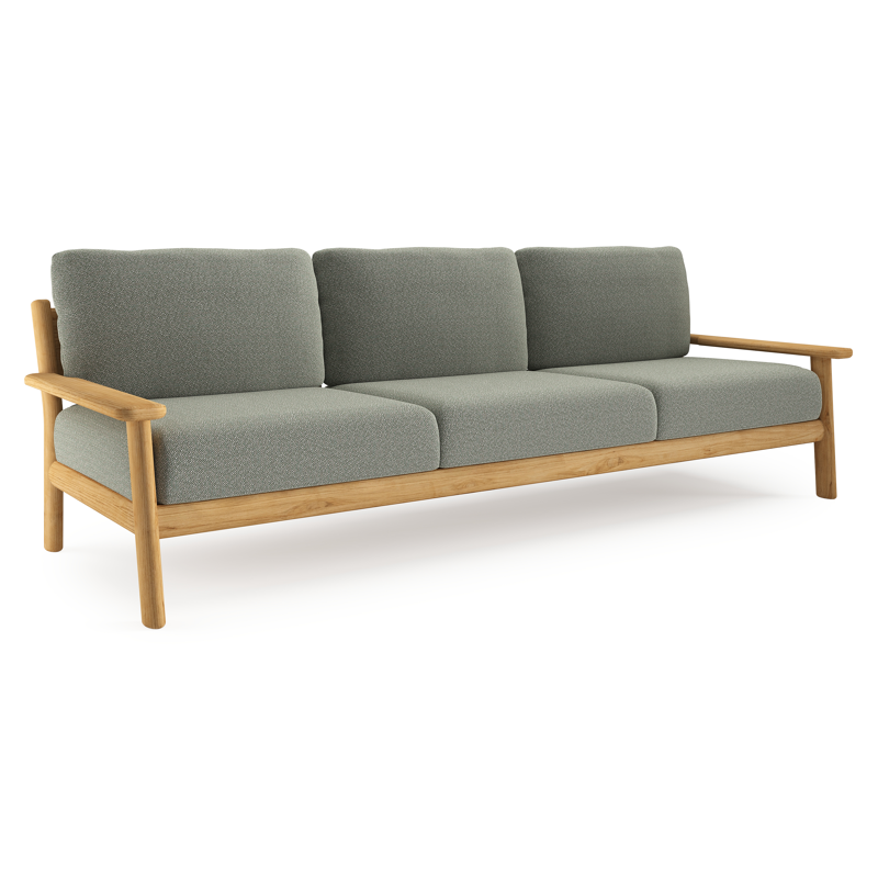 Amaro loungebank in teak met savane leaf all weather sunbrella® luxe kussen