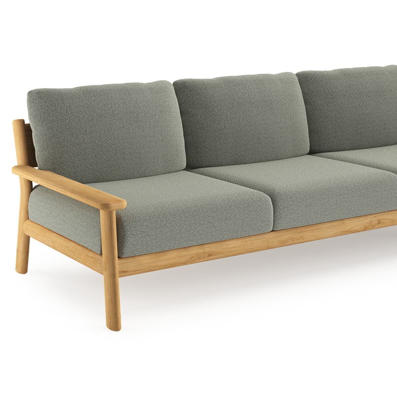 Amaro loungebank in teak met savane leaf all weather sunbrella® luxe kussen