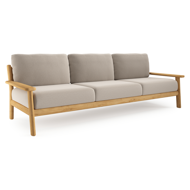 Amaro loungebank in teak met lopi fossil all weather sunbrella® luxe kussen
