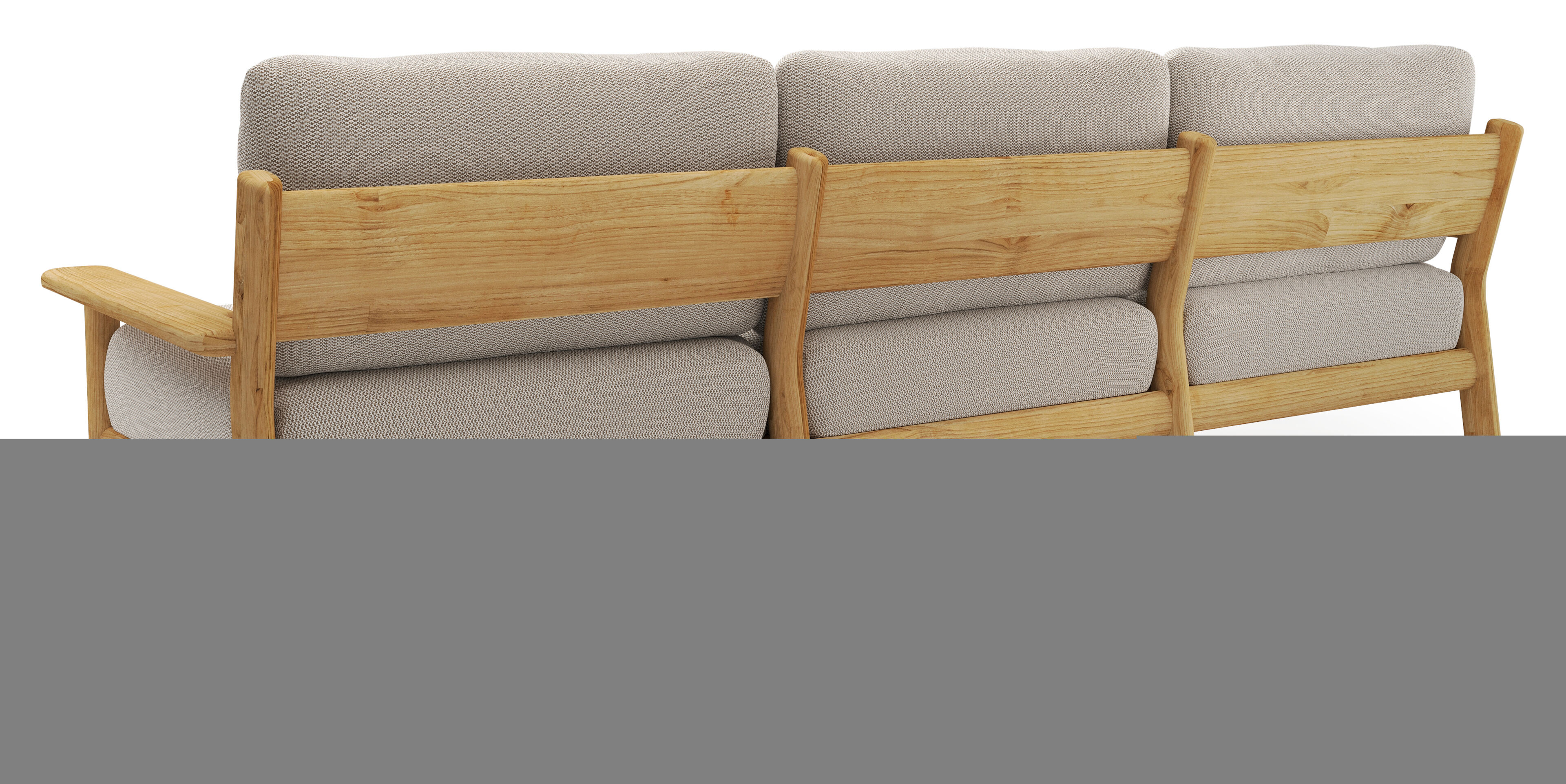 Amaro loungebank in teak met lopi fossil all weather sunbrella® luxe kussen
