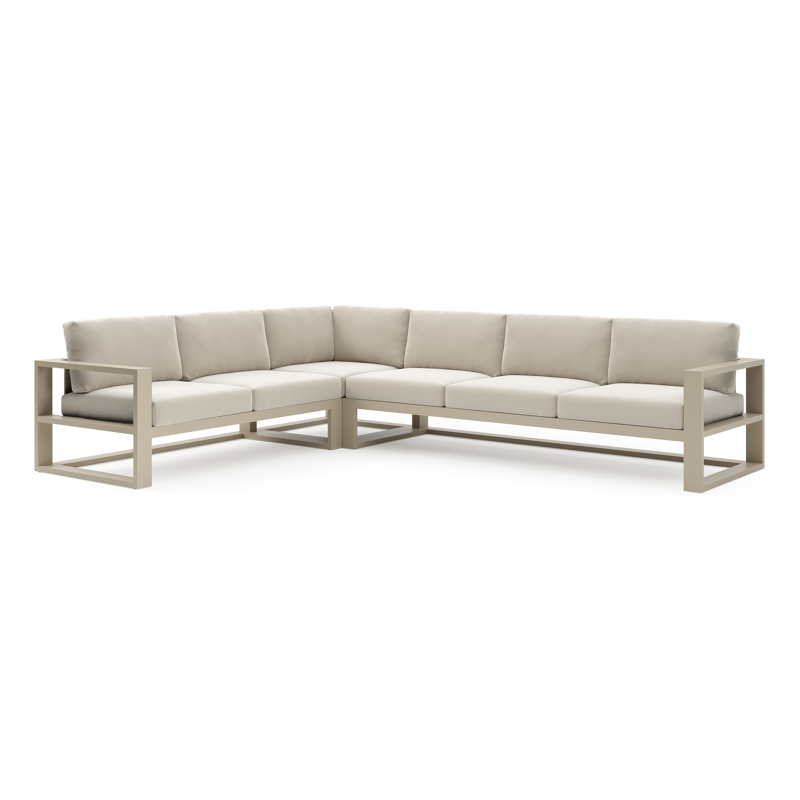 Verato loungehoek in beige aluminium met lopi marble all weather sunbrella® luxe kussen