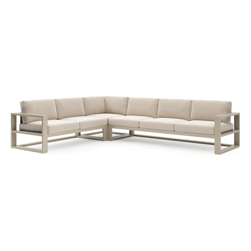 Verato loungehoek in beige aluminium met lopi antique all weather sunbrella® luxe kussen