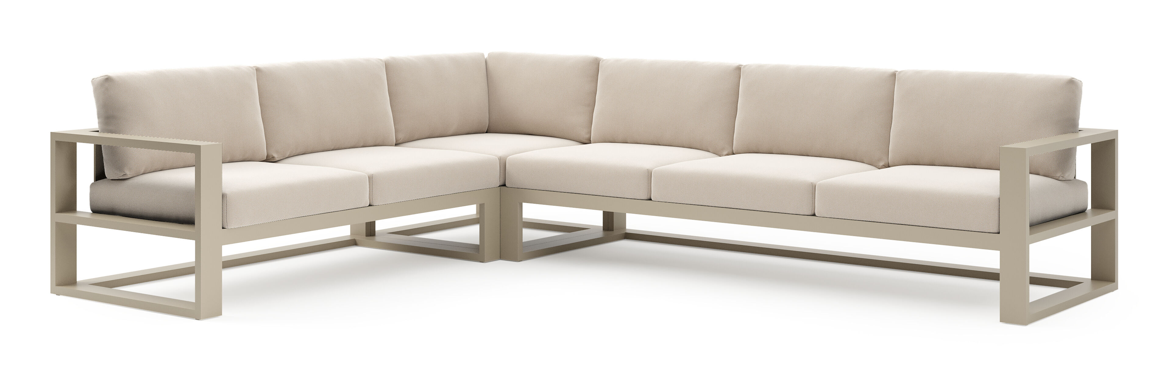 Verato loungehoek in beige aluminium met lopi antique all weather sunbrella® luxe kussen