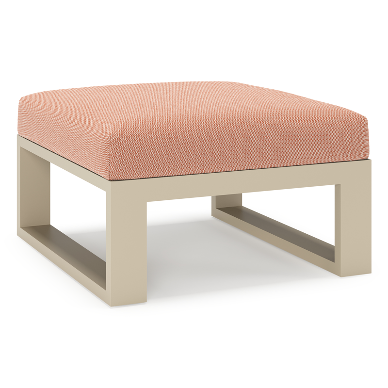 Pouf Verato en aluminium beige et coussin en all weather sunbrella® luxe lopi fawn