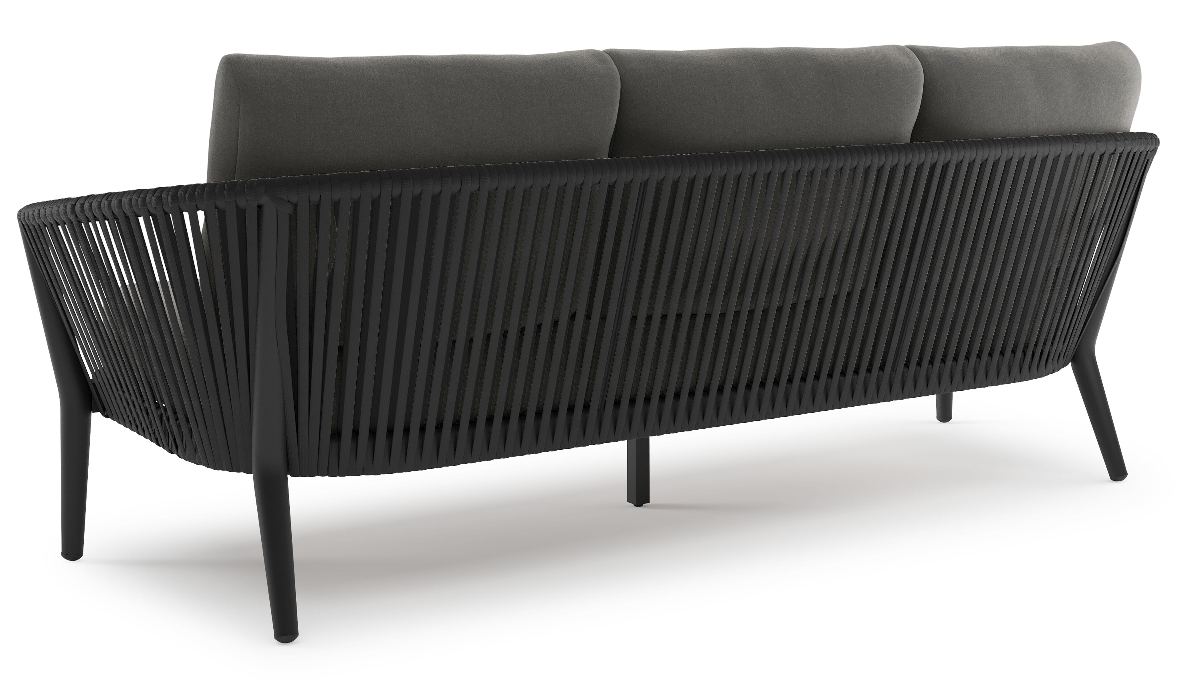 ORSO ALU 3+1+1 ALU ZWART+ROPE ZWART + AW SUNBRELLA LUXE KUSSENS NATTE CHARCOAL CHINE