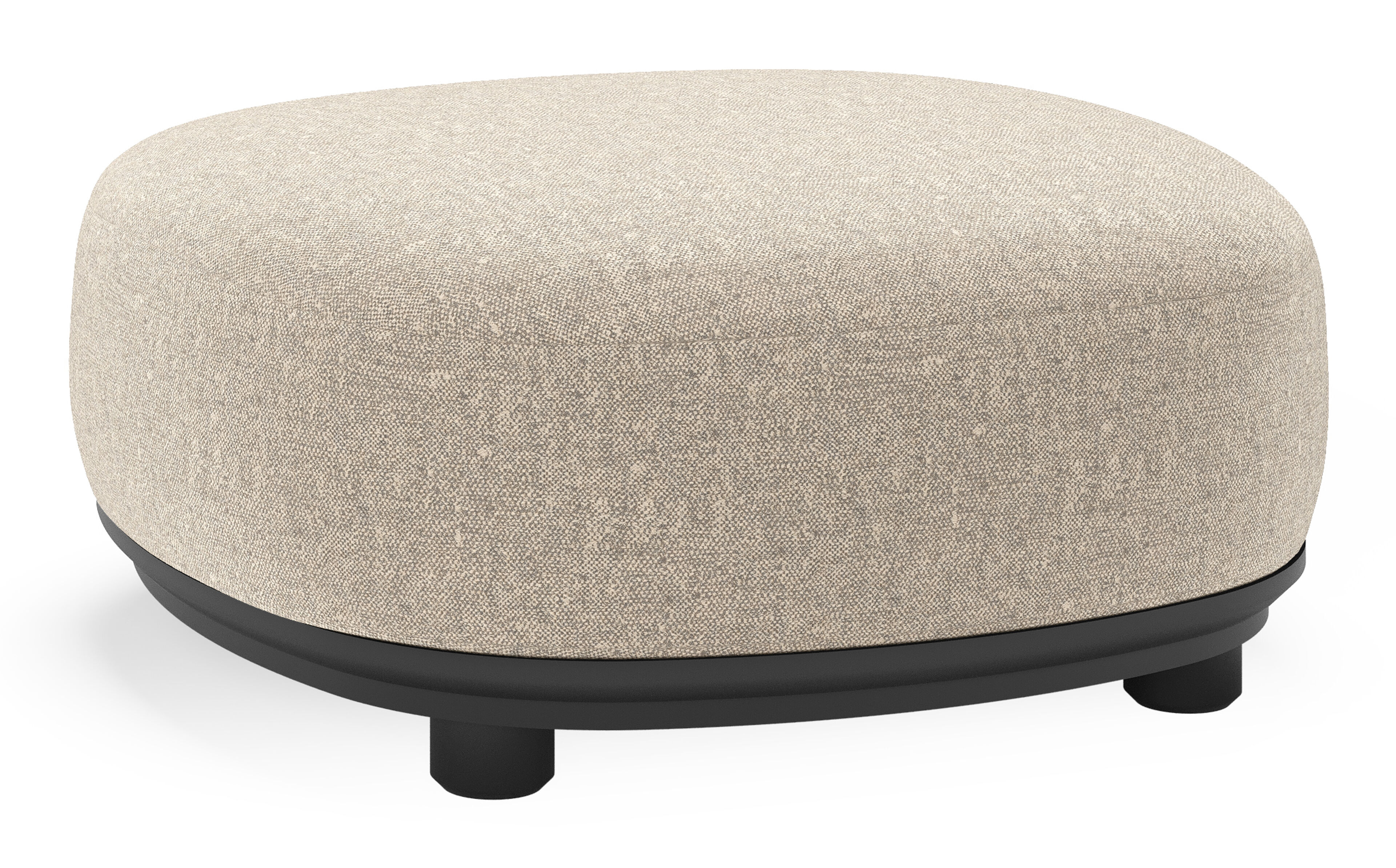 Pouf  Vadelo en aluminium noir et coussin en all weather sunbrella® luxe chartres pewter