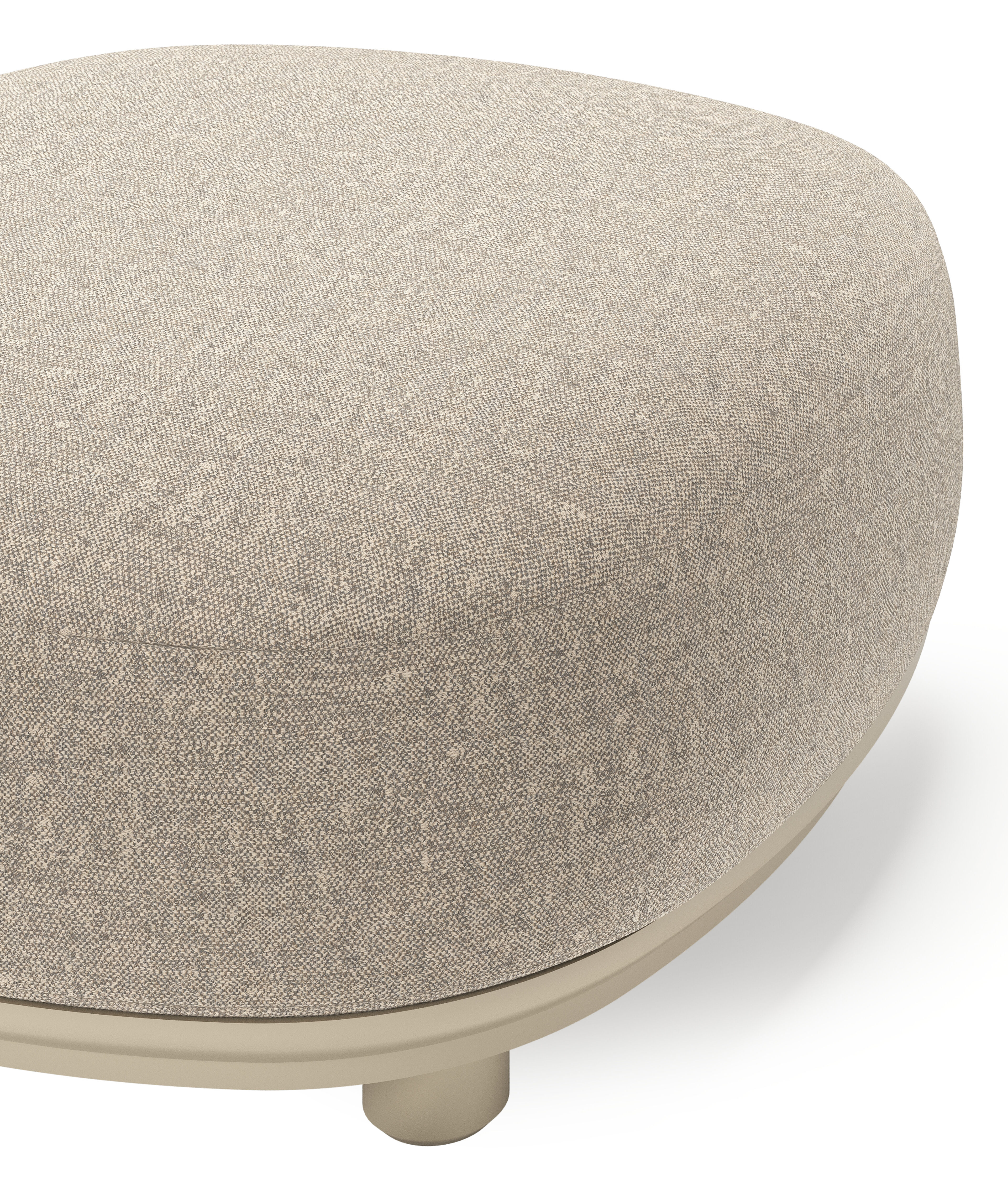 Pouf  Vadelo en aluminium beige et coussin en all weather sunbrella® luxe chartres pewter