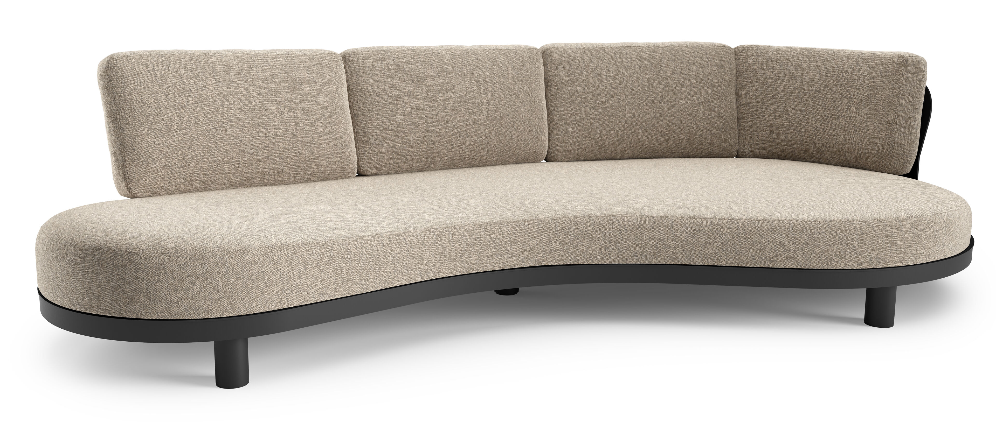 Donato loungebank in zwart aluminium met chartres pewter all weather sunbrella® luxe kussen