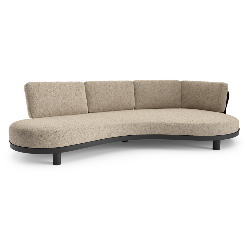 Donato loungebank in zwart aluminium met bora jungle all weather cosytica kussen