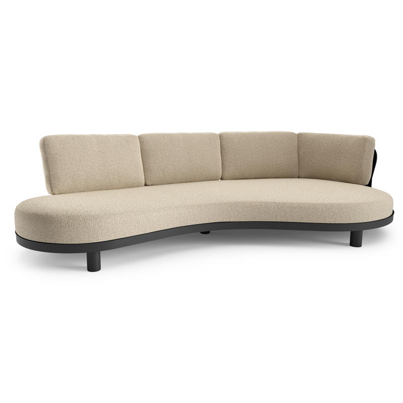 Donato loungebank in zwart aluminium met bora forest all weather cosytica kussen