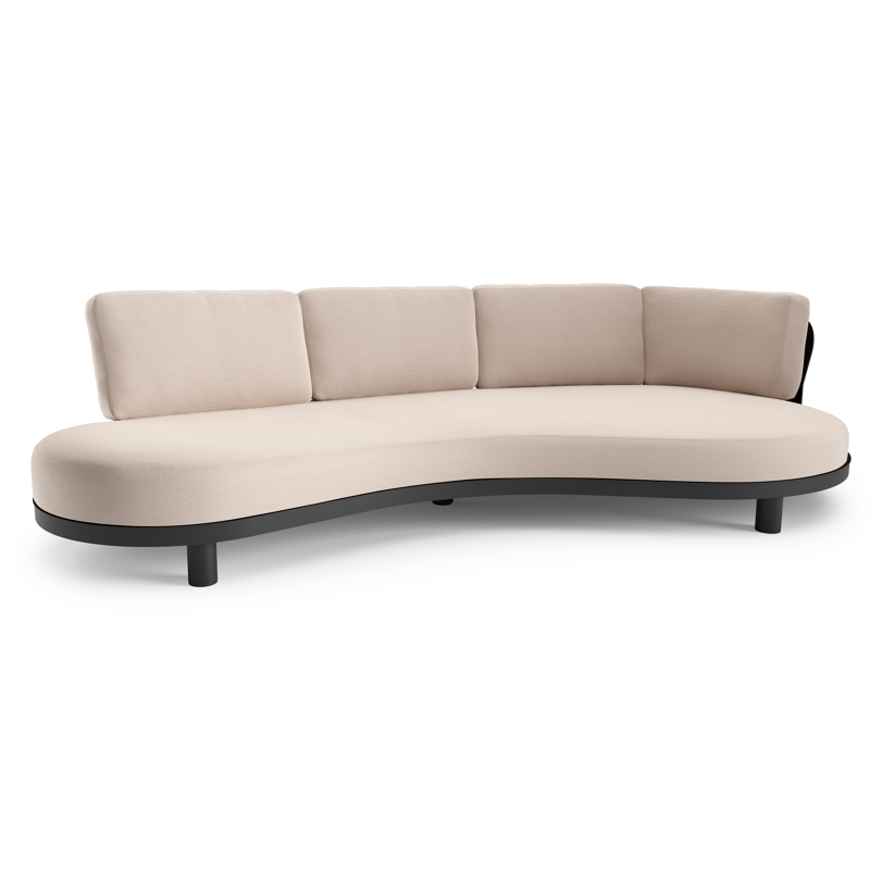 Donato loungebank in zwart aluminium met wander pilat all weather sunbrella® luxe kussen