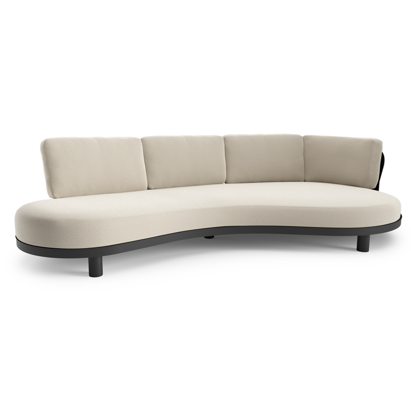 Donato loungebank in zwart aluminium met lopi marble all weather sunbrella® luxe kussen