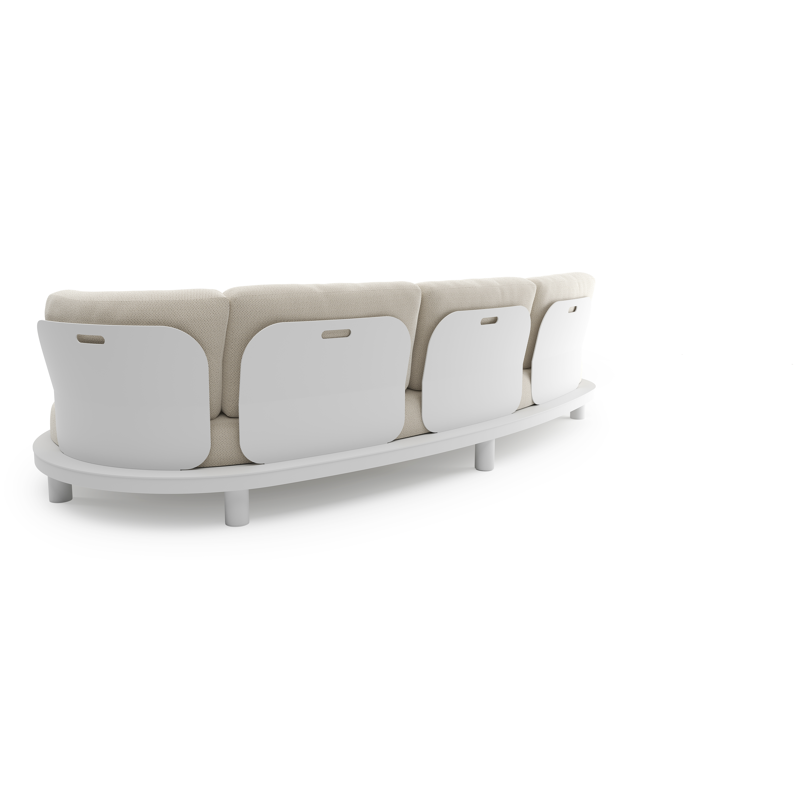 Canapé de jardin Donato en aluminium blanc et coussins en all weather sunbrella® luxe lopi marble